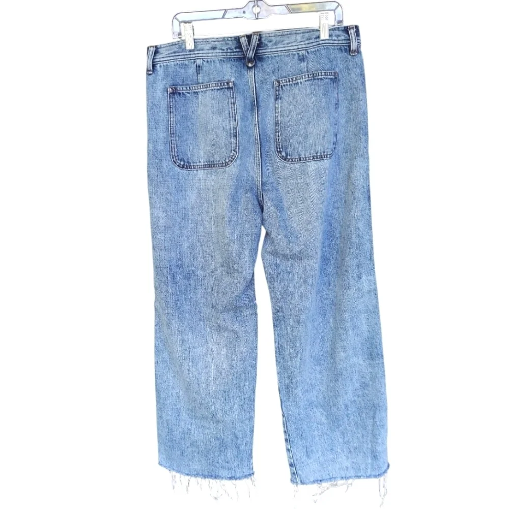 Like New Point Sur Wide Leg High Rise Denim With Distressed Raw Hem